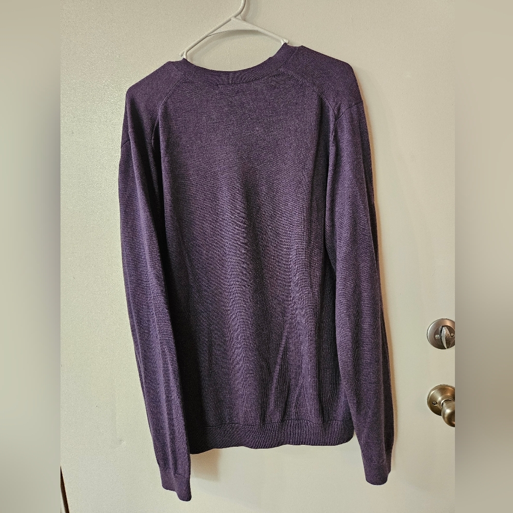 346 Brooks Brothers Purple V-Neck Cardigan Sweater - Merino Wool - Picture 5 of 5